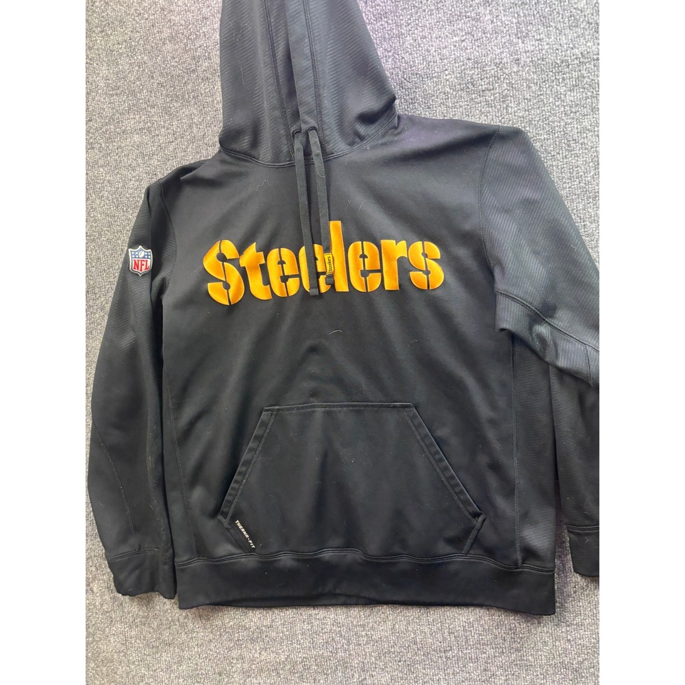 Nike Hoodie Mens Large Black Pittsburgh Steelers NFL Onfield Therma-FIT 68439